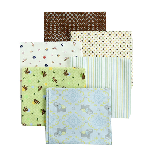 Receiving Blankets Unisex Baby Sports Monkey Elephant Polka Dot Stripe Cotton Flannel Receiving Blankets, 6-Pack, 30'' x 38'' (Green017)