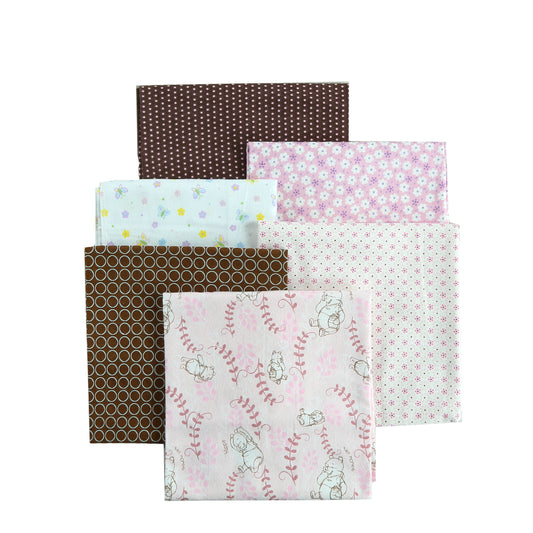 Receiving Blankets Girl Baby Pink Brown Flower Butterfly Polka Dot Cotton Flannel Receiving Blankets, 6-Pack, 30'' x 38'' (Pink018)