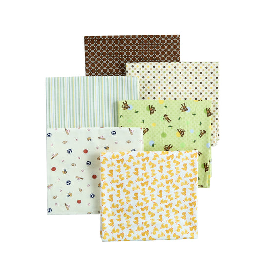 Receiving Blankets Unisex Baby Sports Monkey Duck Dot Stripe Cotton Flannel Receiving Blankets, 6-Pack, 30'' x 38'' (Green020)