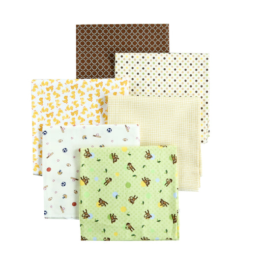 Receiving Blankets Unisex Baby Sports Monkey Duck Polka Dot Cotton Flannel Receiving Blankets, 6-Pack, 30'' x 38'' (Green021)