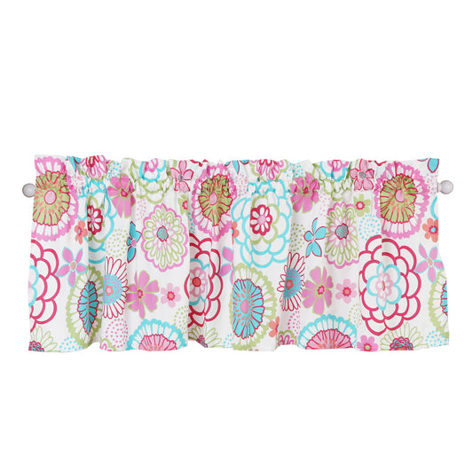 Mariah Pink Floral Bright Multi-Color Flower Window Valance
