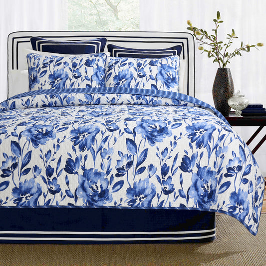 Sanatoga Floral Reversible Cotton 3-Piece Reversible Quilt Bedding Set