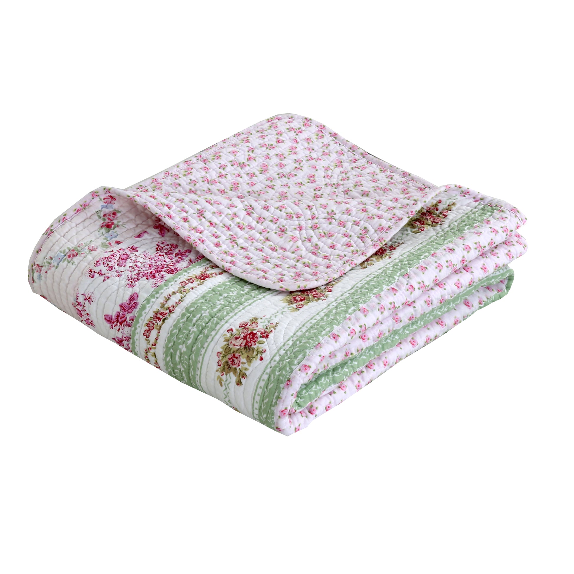 Wild Rose Enchantment Floral Bloom Garden Stripe Quilted