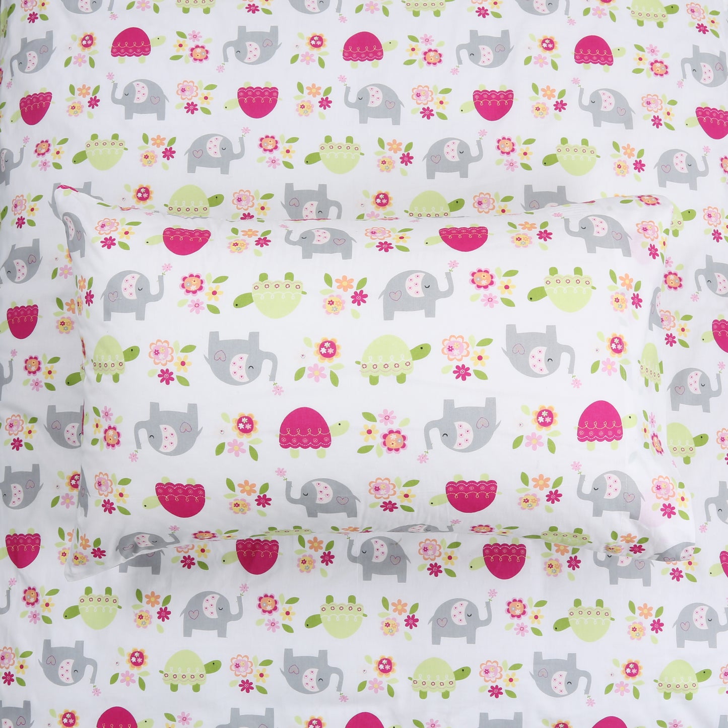 3-Piece Crib/Toddler Cotton Sheet Set White Pink Grey Sweet Floral Friends Baby Elephant Turtle