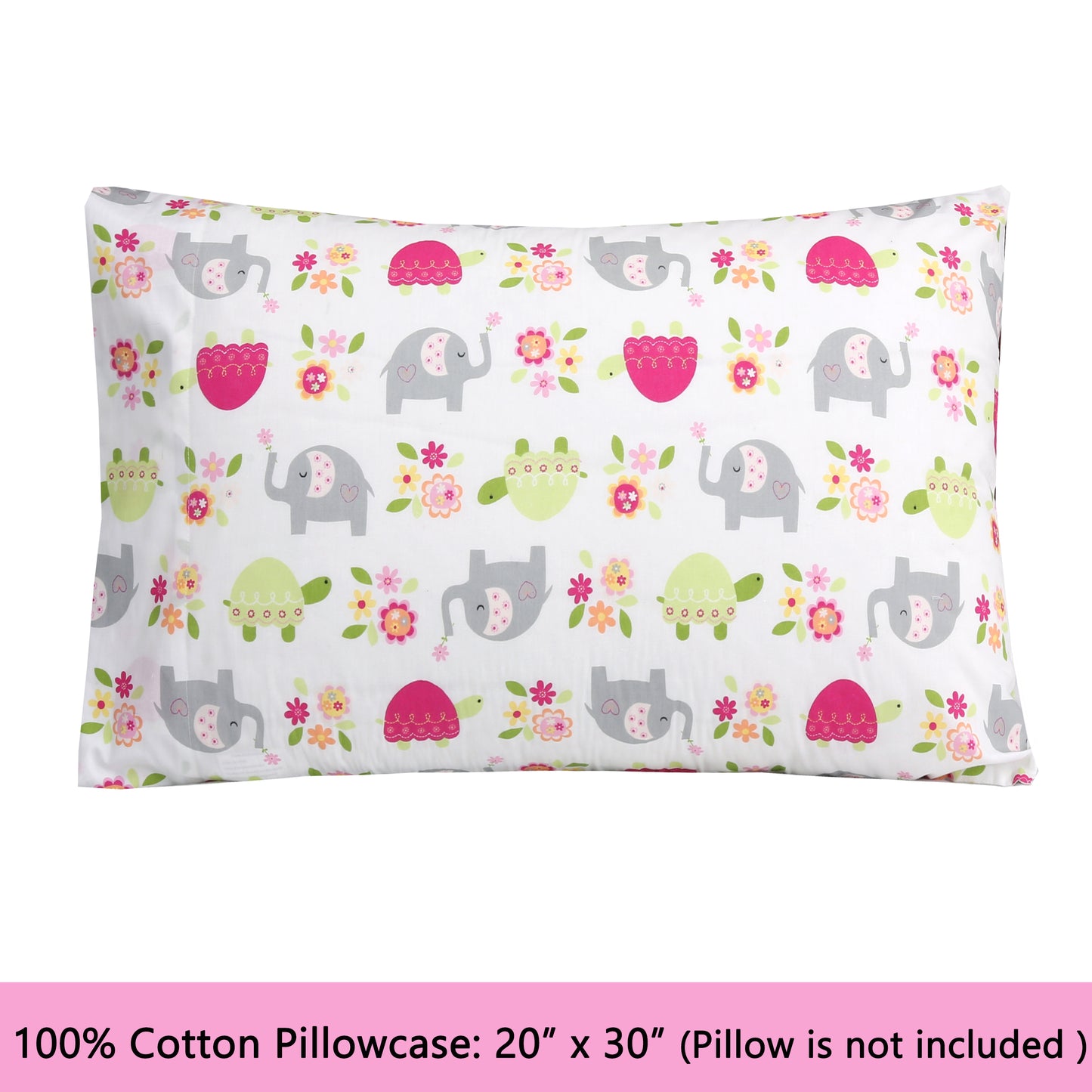 3-Piece Crib/Toddler Cotton Sheet Set White Pink Grey Sweet Floral Friends Baby Elephant Turtle