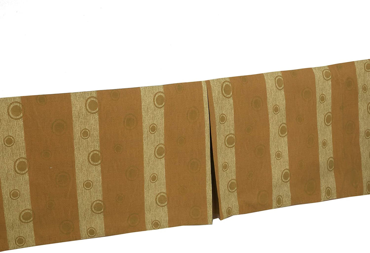 Tailored Bed Skirt Light Brown Tan Striped Circle Pattern Cotton Twill Pleated Dust Ruffle with Split Corners (16" Drop)