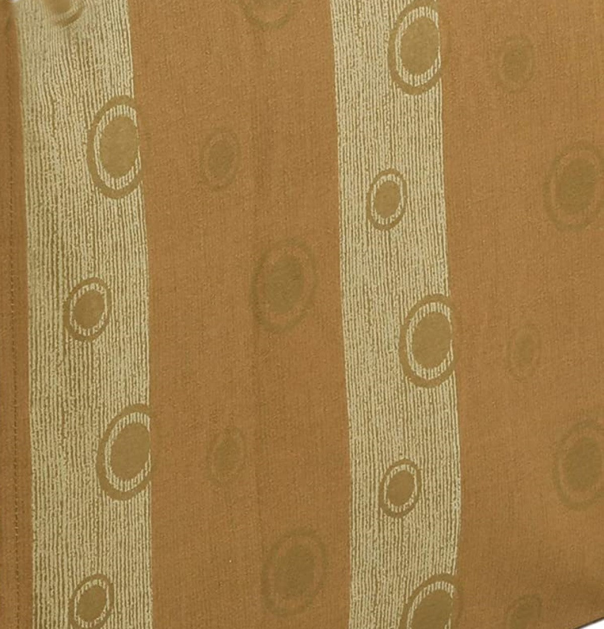 Tailored Bed Skirt Light Brown Tan Striped Circle Pattern Cotton Twill Pleated Dust Ruffle with Split Corners (16" Drop)