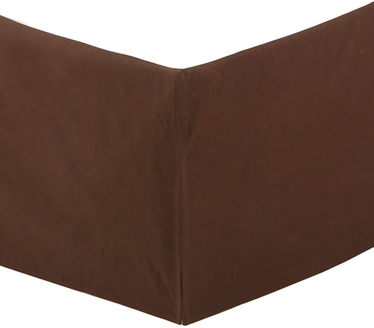 Tailored Bed Skirt Brown Cotton Twill Pleated Straight Dust Ruffle with Split Corners (16" Drop)