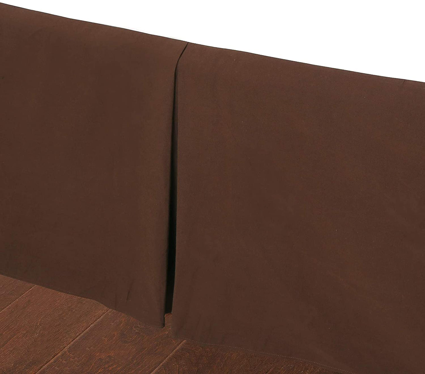 Tailored Bed Skirt Brown Cotton Twill Pleated Straight Dust Ruffle with Split Corners (16" Drop)