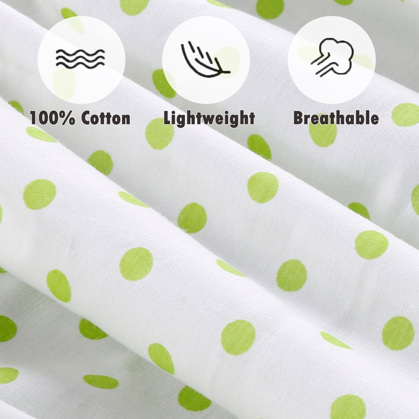 3 Piece Crib/Toddler Cotton Fitted Sheets Green Yellow Polka Dots & Giraffes