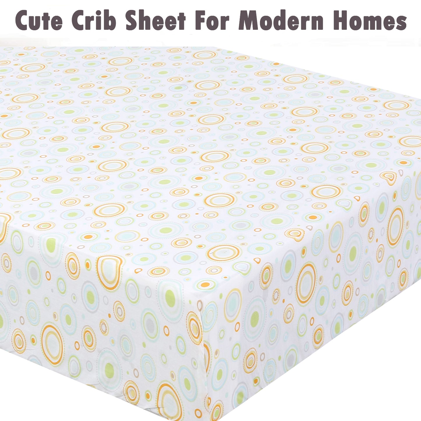 3 Piece Crib/Toddler Cotton Fitted Sheets Green Yellow Polka Dots & Giraffes