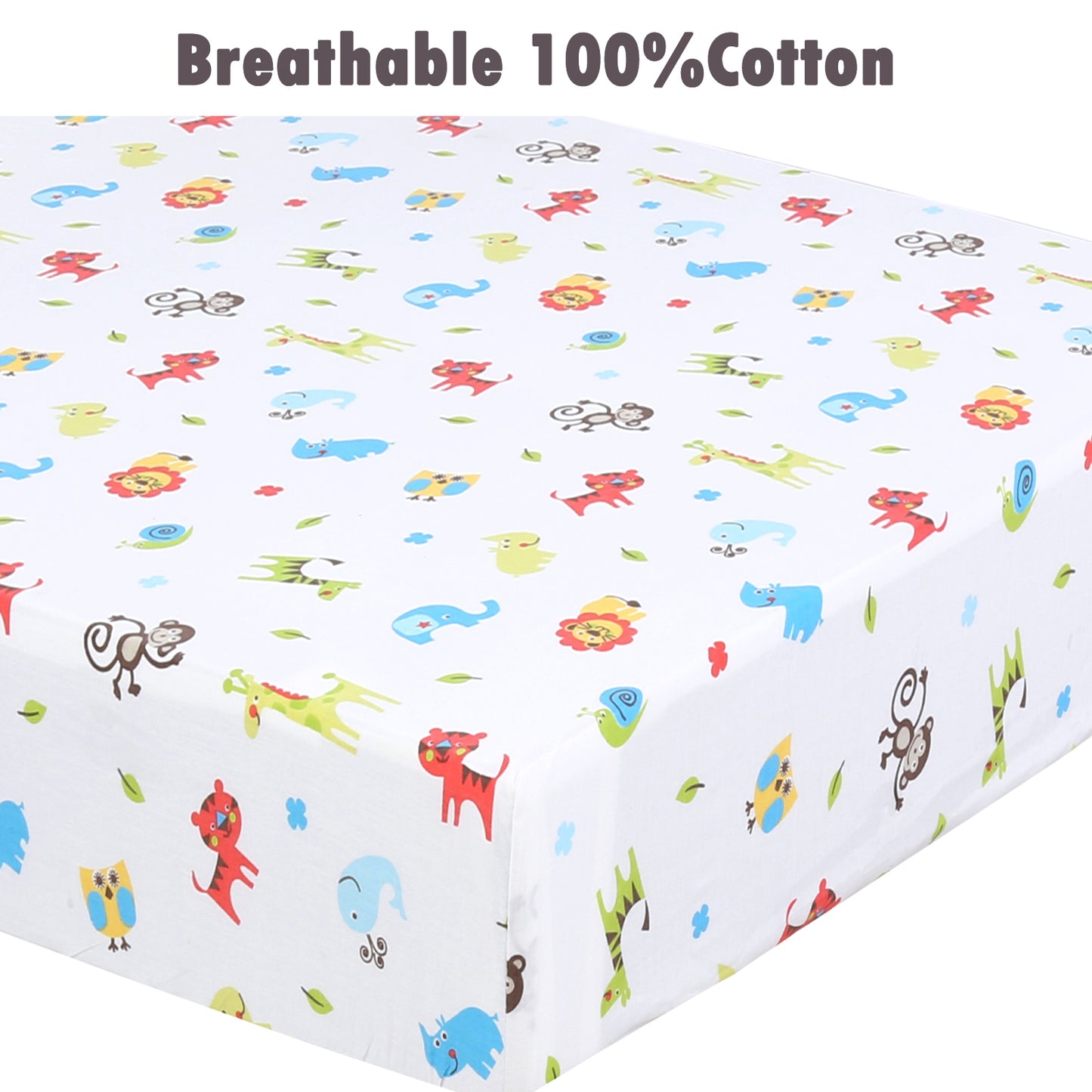 3 Piece Crib/Toddler Cotton Fitted Sheets Pink Colorful Owls Birds Zoo Animals Heart
