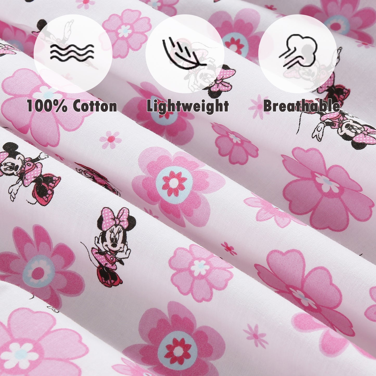 3 Piece Crib/Toddler Cotton Fitted Sheets Minnie's Pink Garden Butterfly Peony Floral Blossoms