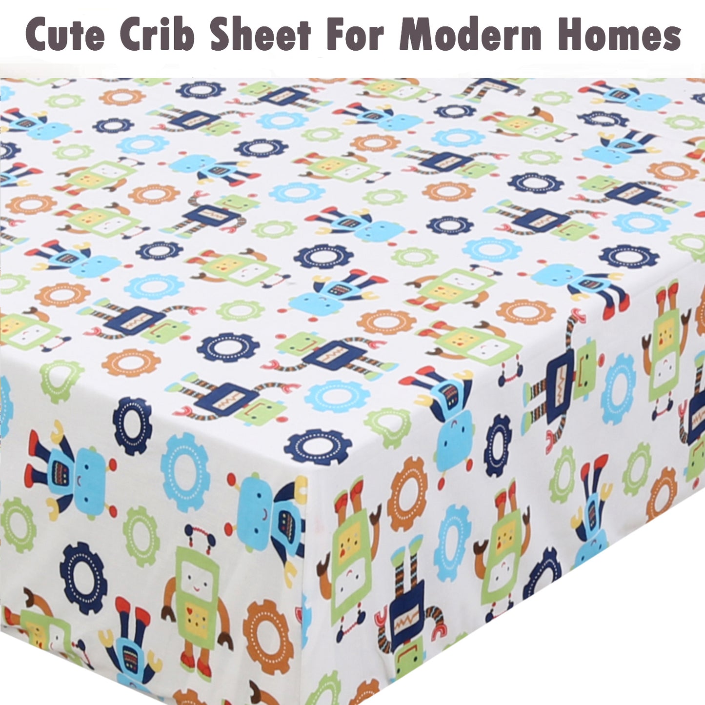 3 Piece Crib/Toddler Cotton Fitted Sheets Blue Green Mickey & Robot Baseball Sports Transportation