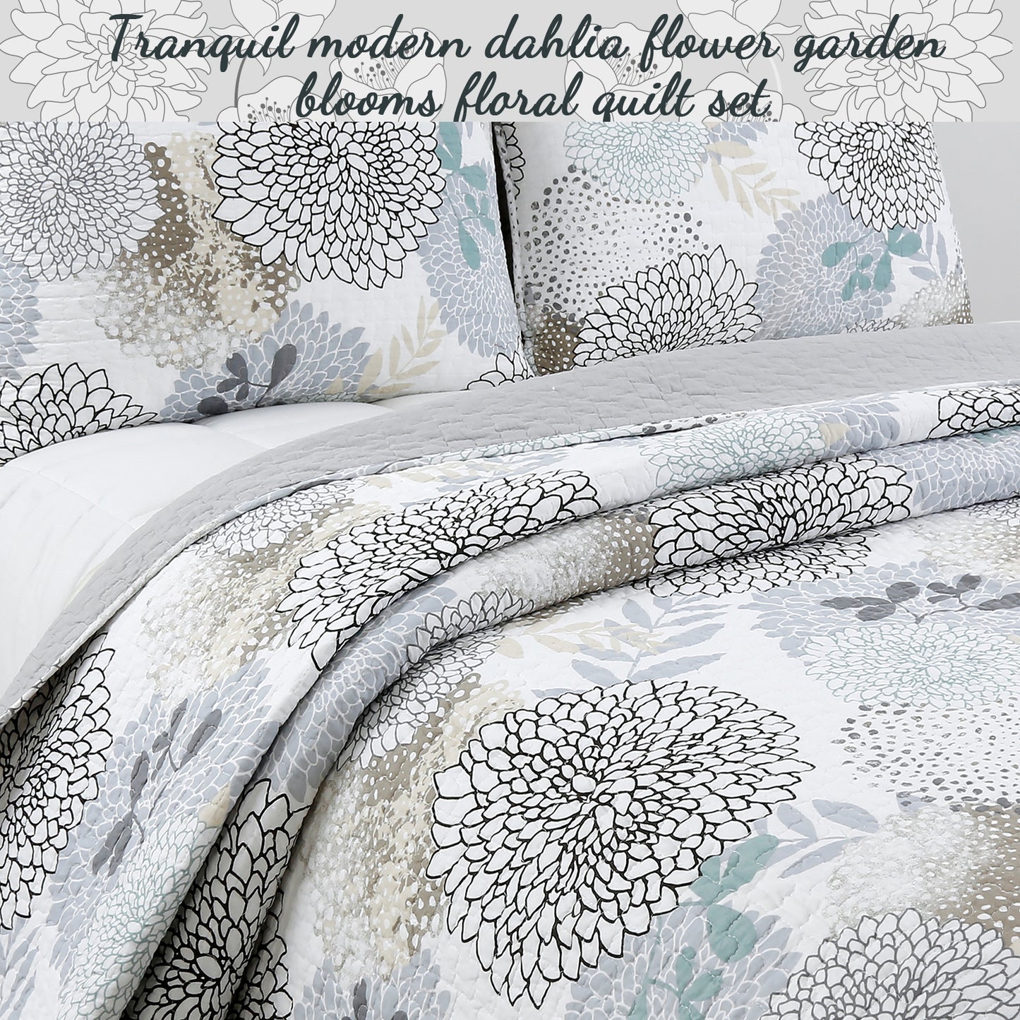 Nina Floral Cotton Reversible Quilt Bedding Set – Cozy Line Home Fashions