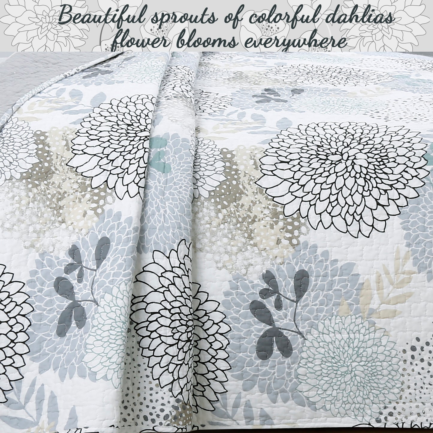 Nina Floral Cotton Reversible Quilt Bedding Set