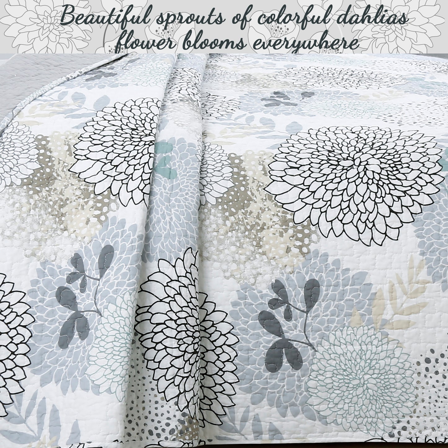 Nina Floral Cotton Reversible Quilt Bedding Set