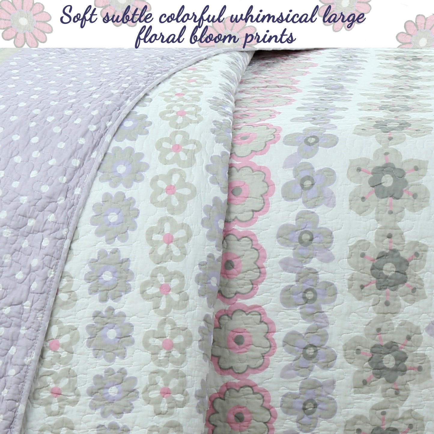 Lola Floral Cotton Reversible Quilt Bedding Set