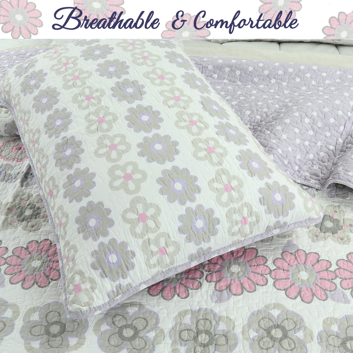 Lola Floral Cotton Reversible Quilt Bedding Set