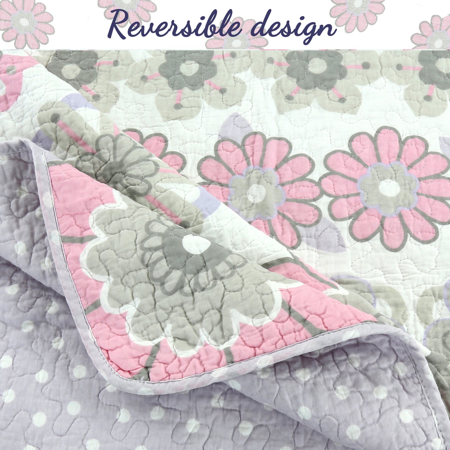 Lola Floral Cotton Reversible Quilt Bedding Set