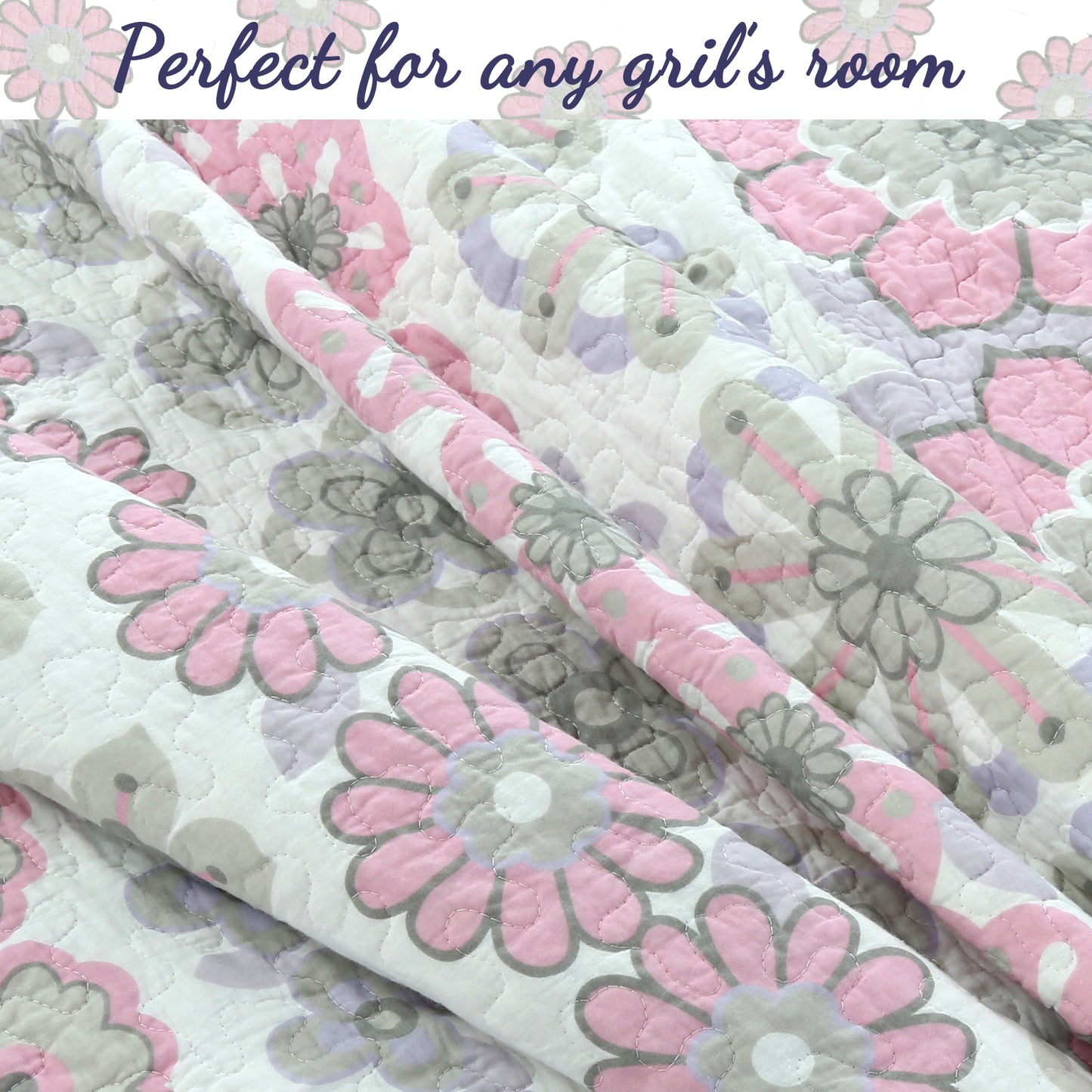 Lola Floral Cotton Reversible Quilt Bedding Set