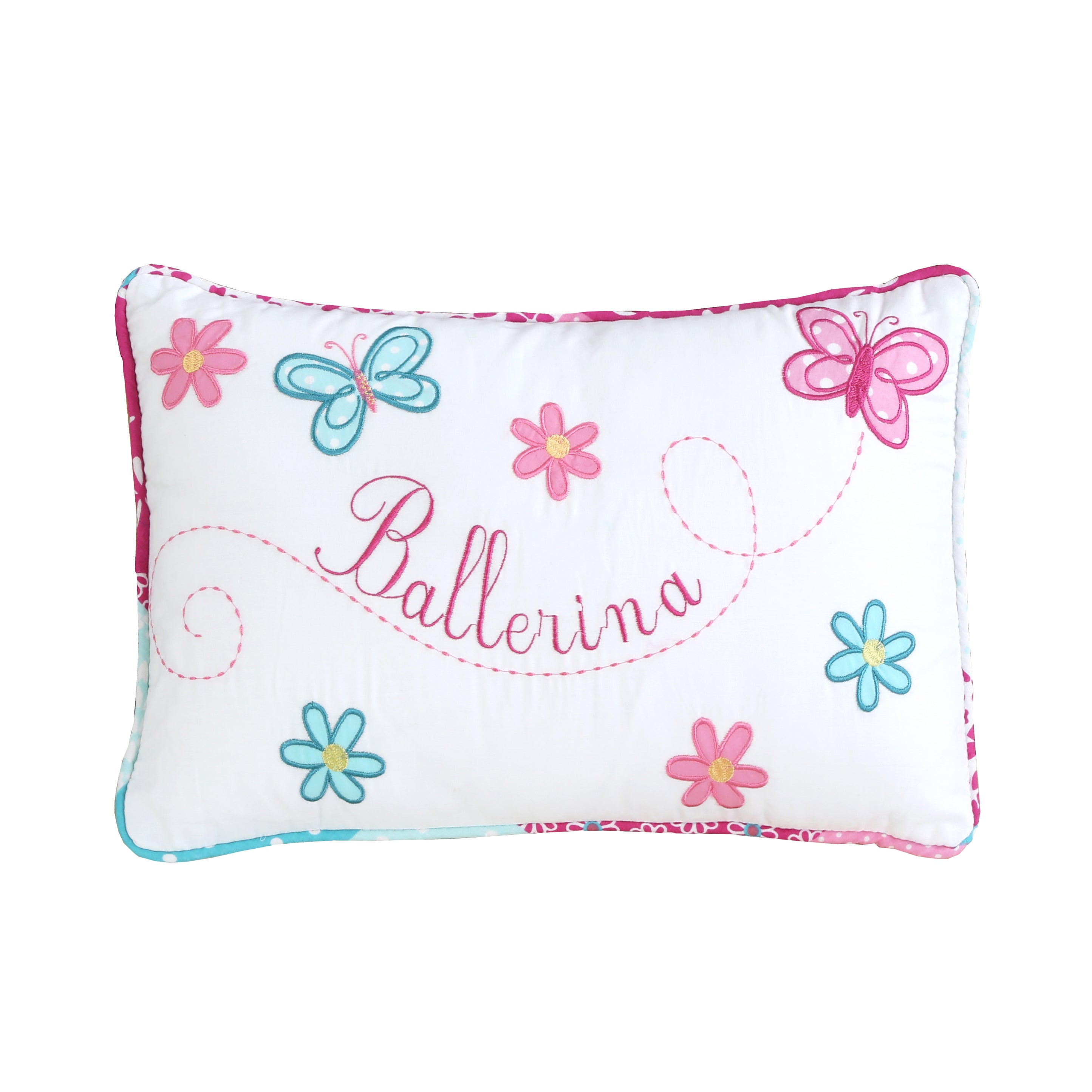 Ballerina Girl Pink Floral Dot Print Patchwork Cotton Reversible Quilt ...