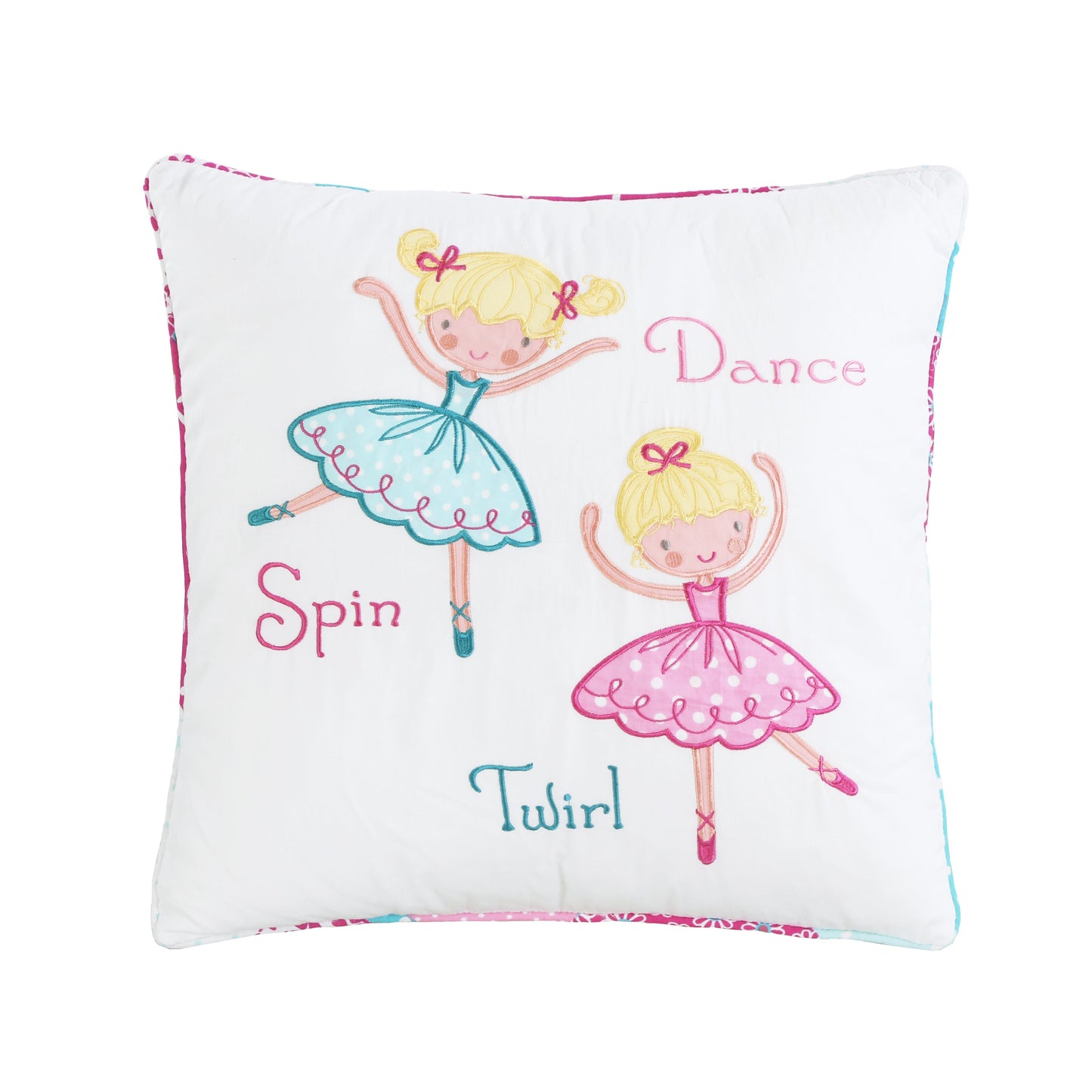 Ballerina Girl Pink Floral Dancer Square Decor Throw Pillow