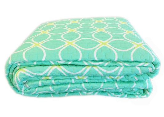 Aria Green 3-Piece Cotton Queen Reversible Quilt Bedding Set