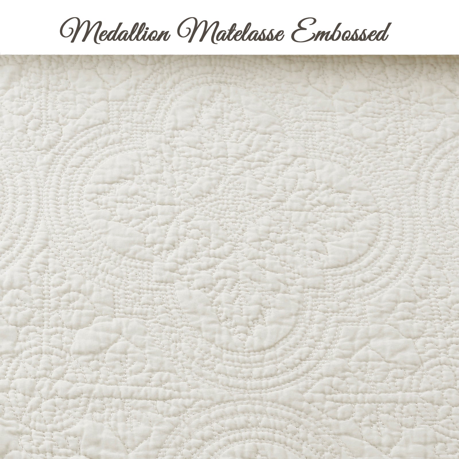 Serenity Ivory Victorian Scalloped Medallion Floral Pure Solid Cotton –  Cozy Line Home Fashions