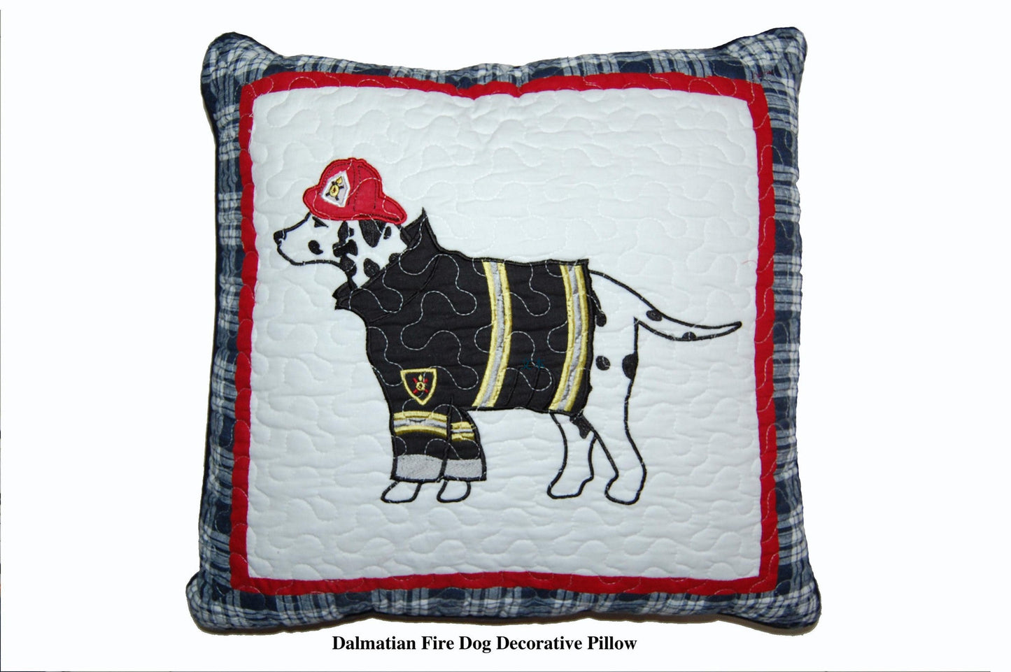 Ronnie Varsity Striped Fire Dog Dalmatian Square Decor Throw Pillow