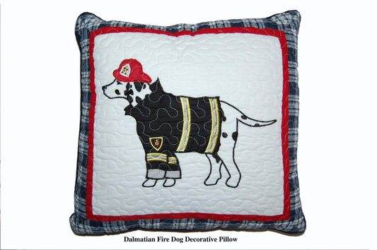 Ronnie Varsity Striped Fire Dog Dalmatian Square Decor Throw Pillow
