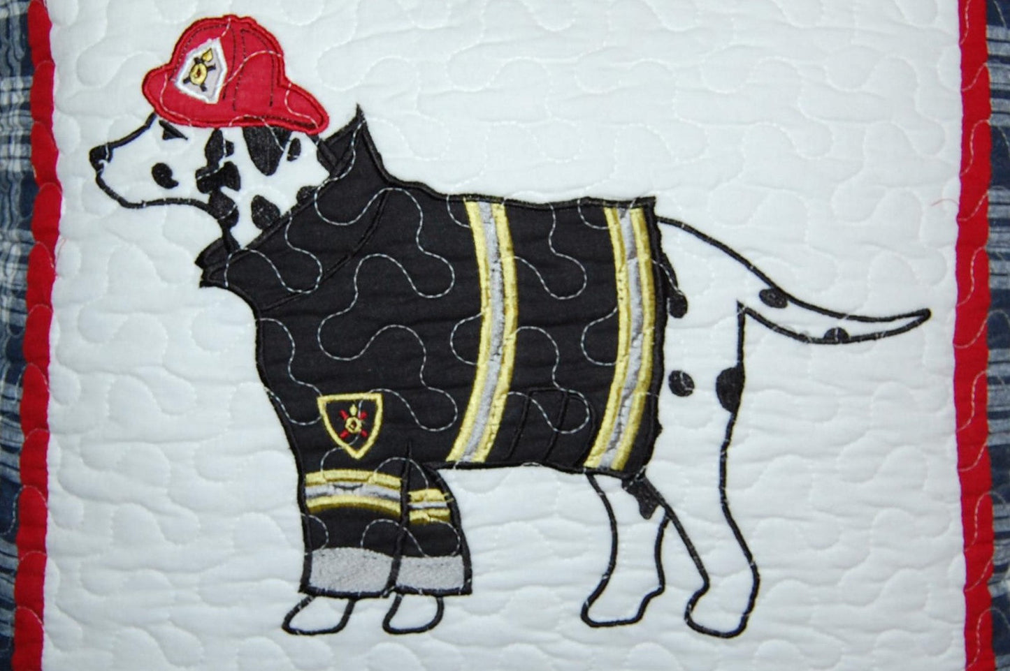 Ronnie Varsity Striped Fire Dog Dalmatian Square Decor Throw Pillow