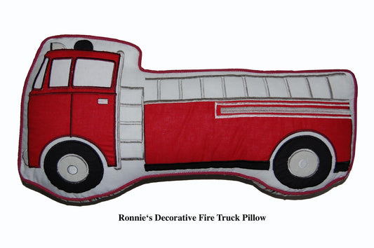 Ronnie Varsity Striped Fire Truck Classic Novelty Decor Throw Pillow