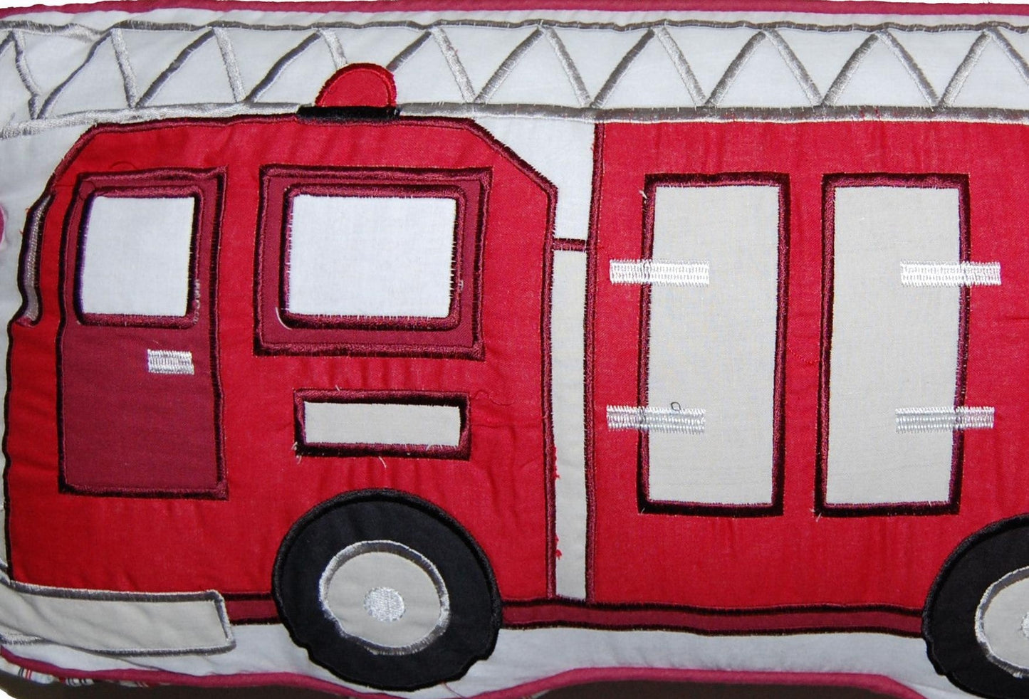 Ronnie Varsity Striped Fire Truck Novelty Decor Throw Pillow