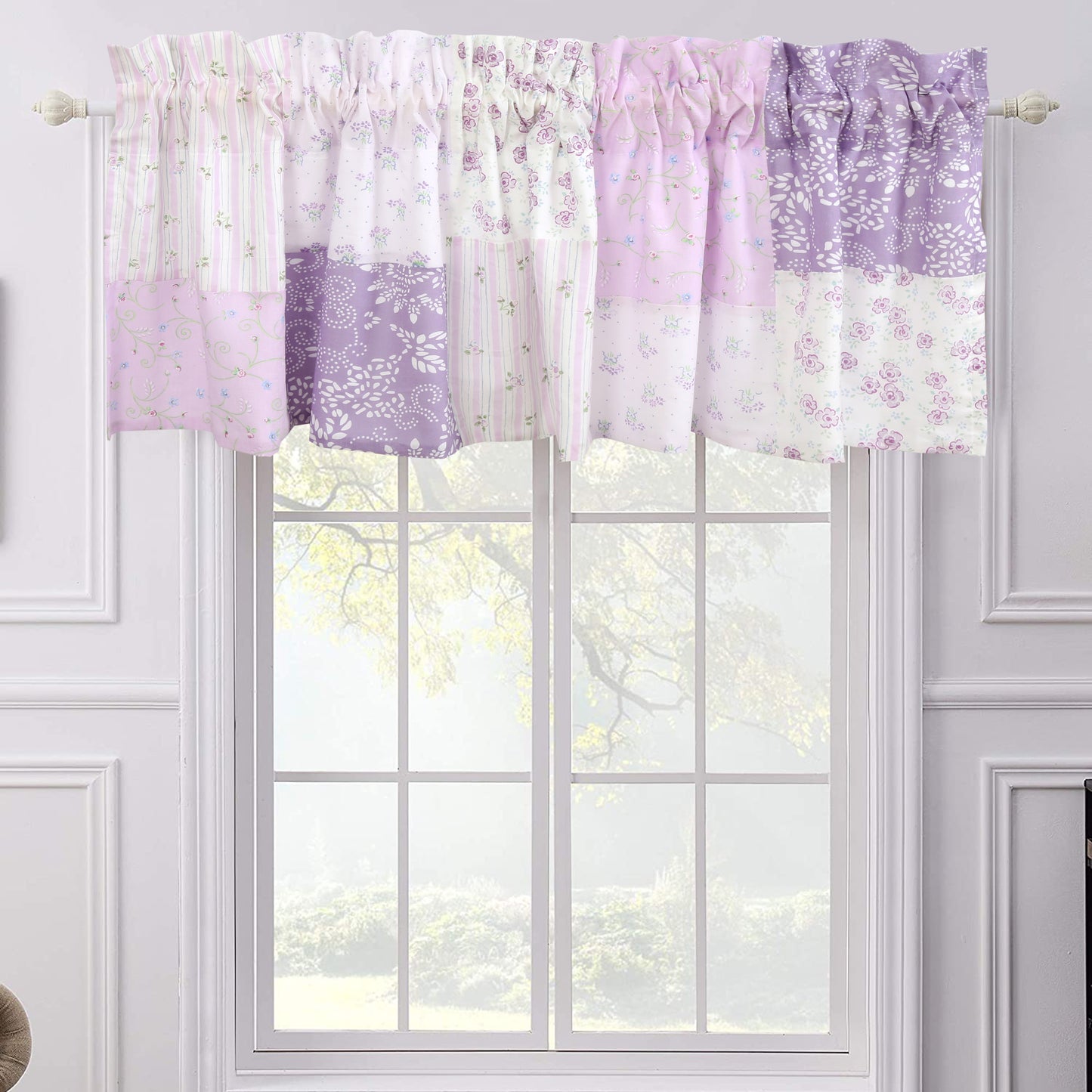 Love of Lilac Lavender Floral Real Patchwork Purple Scalloped Cotton 3-Piece Reversible Quilt Bedding Set