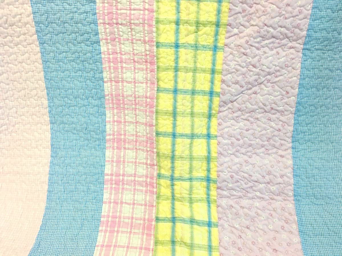 Tara Stripe Real Patchwork Queen Cotton 3-piece Reversible Quilt Bedding Set