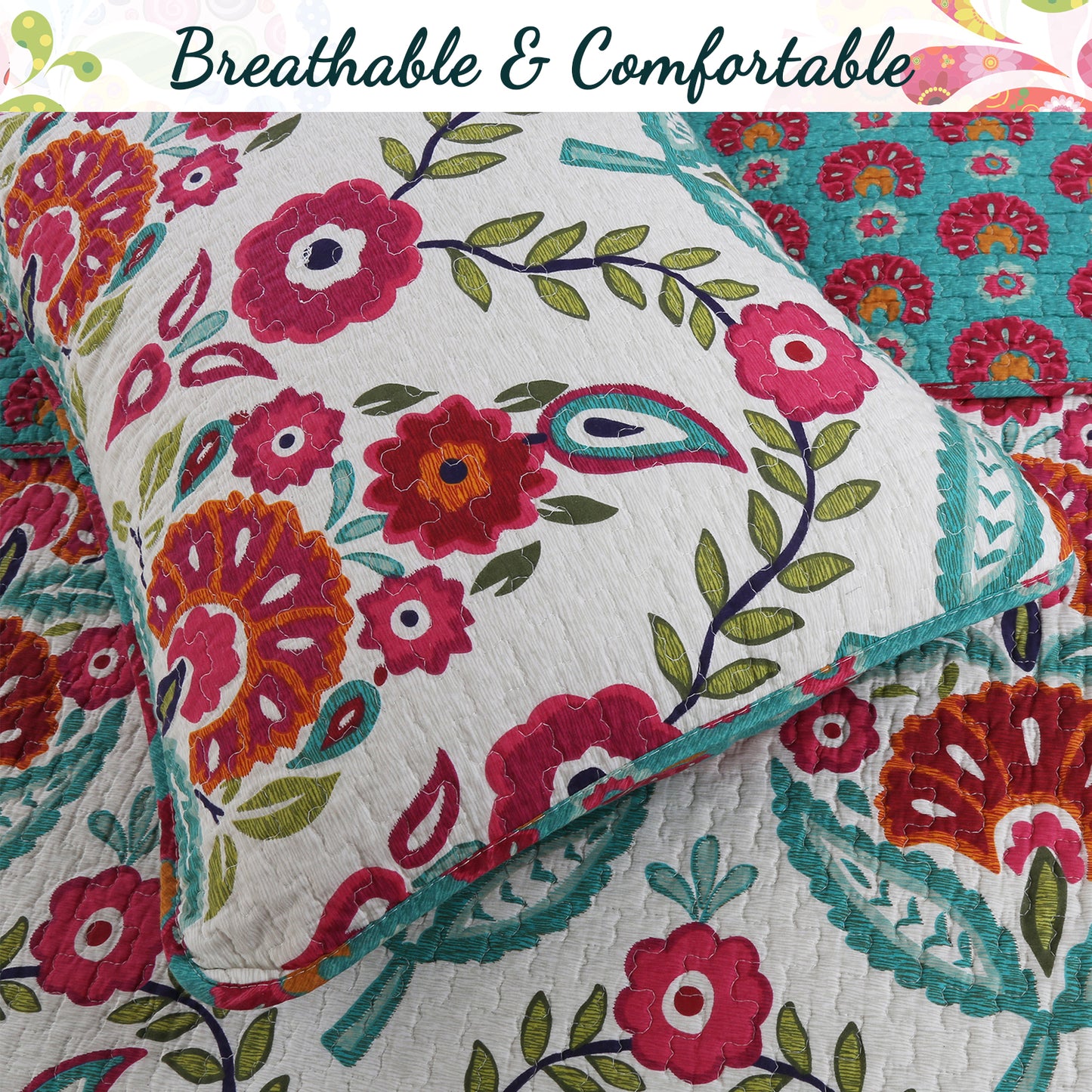 Hitchens Floral Cotton Reversible Quilt Bedding Set