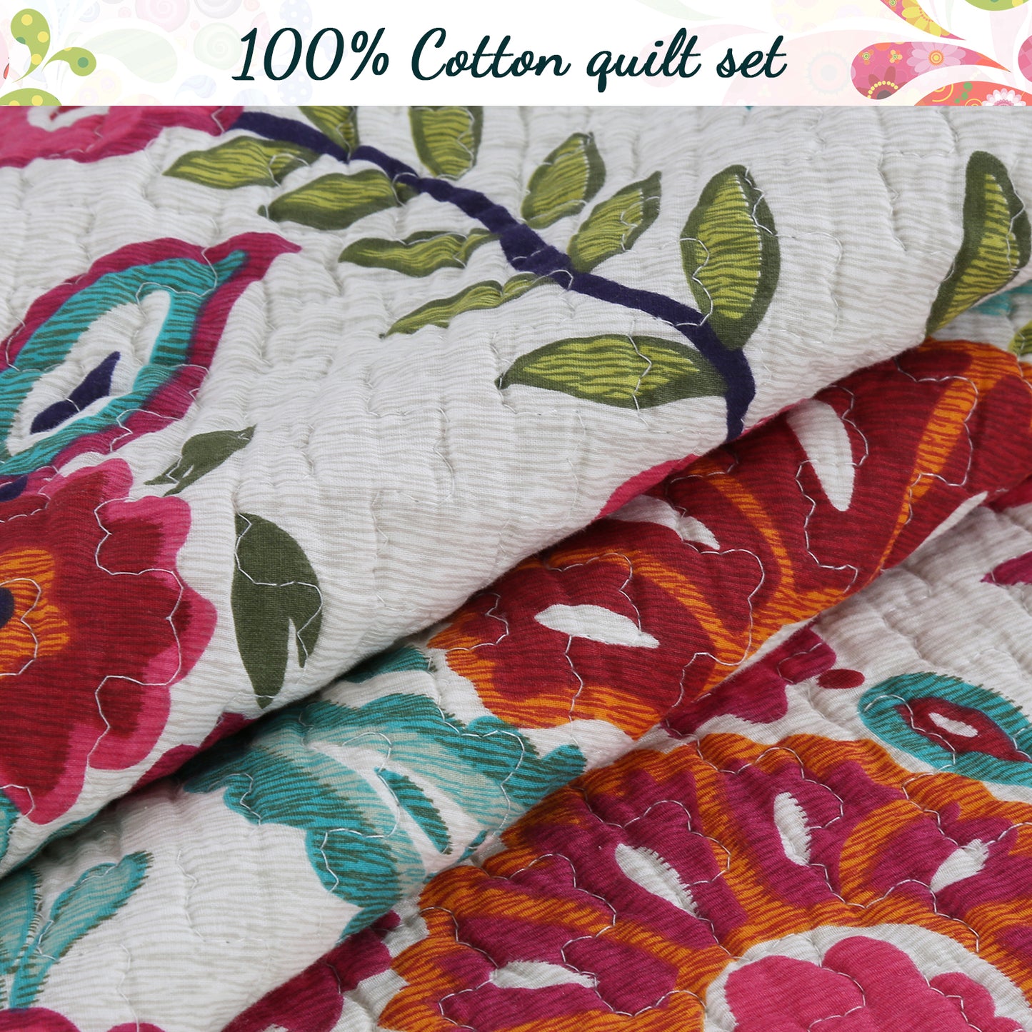 Hitchens Floral Cotton Reversible Quilt Bedding Set