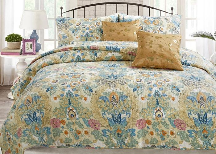 Pylle Hill Floral Cotton 3-Piece Reversible Quilt Bedding Set