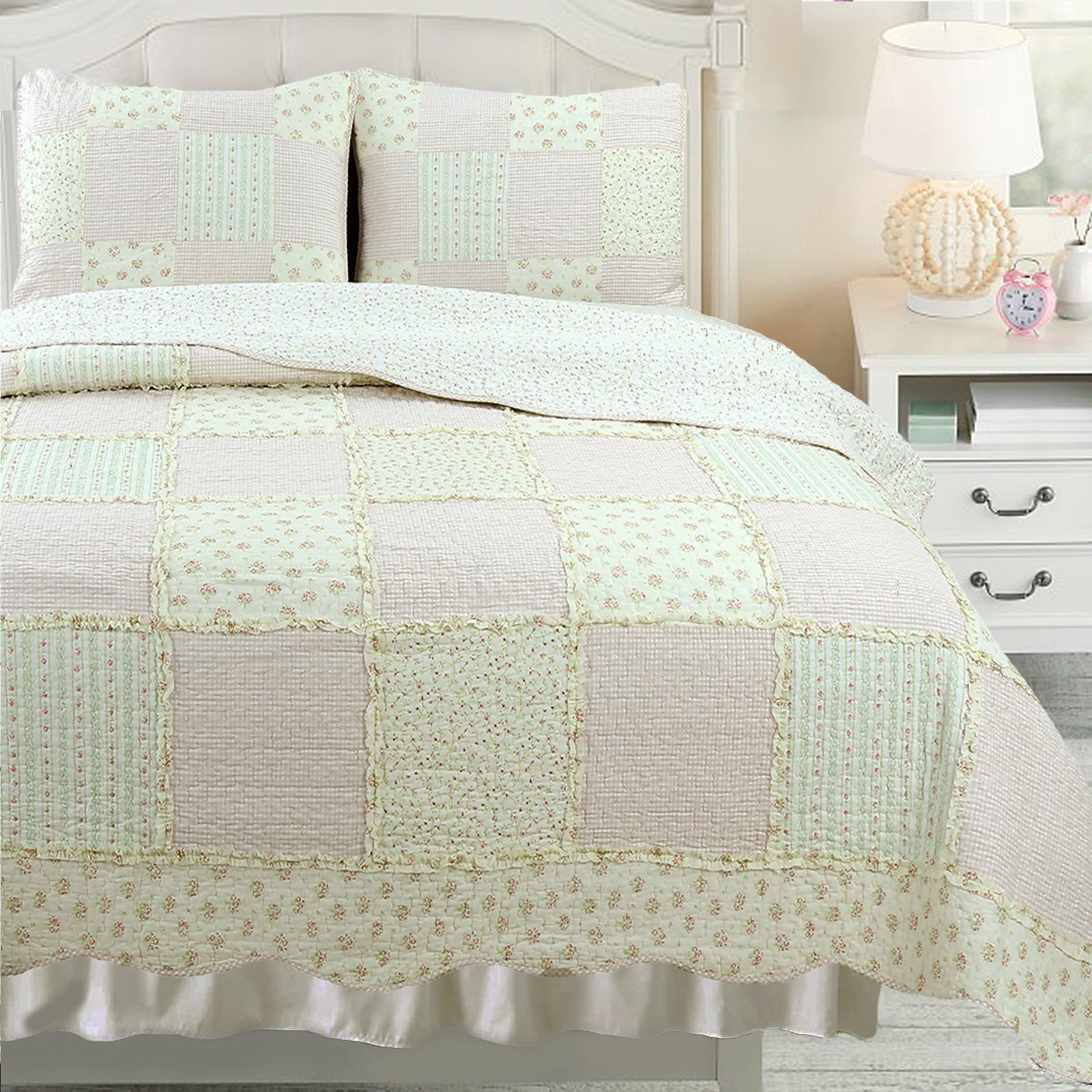 Cozy Line Home Fashions Little Miss Daisy Floral Ruffle Striped