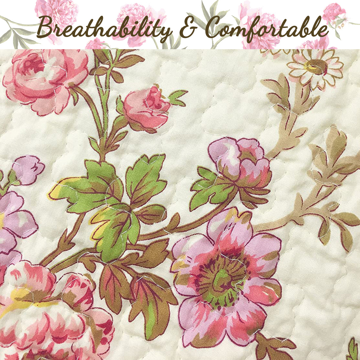 Pinegar Floral Scalloped Cotton 3-Piece Reversible Quilt Bedding Set