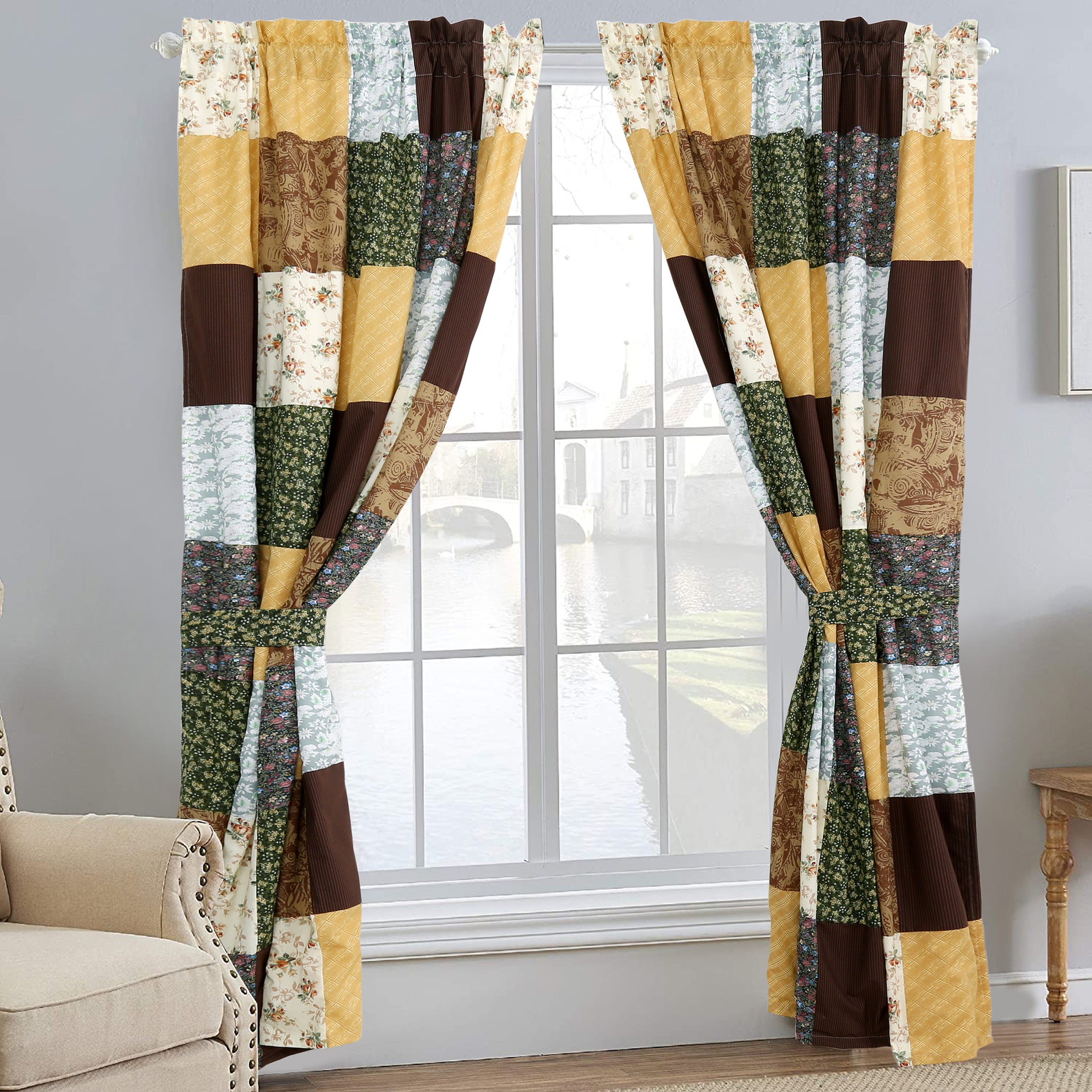 Lodge Patch Quilted Curtains NCU0NXD1674