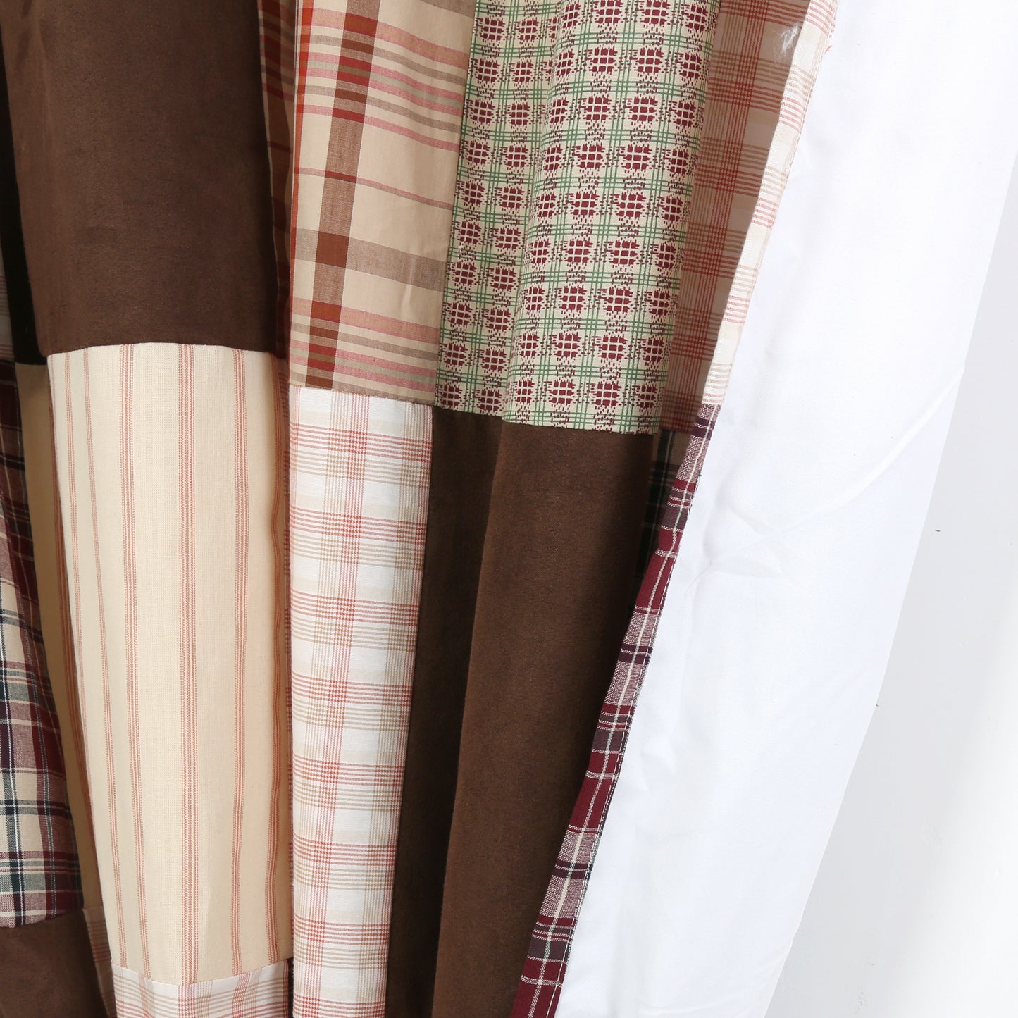 Jakob Plaid Brody Brown Striped Patchwork Window Curtain Panel/Drapes