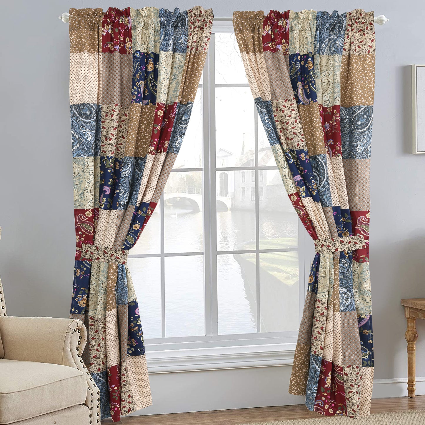Hyler Sanders Floral Paisley Real Patchwork 3-Piece Cotton Reversible Quilt Bedding Set