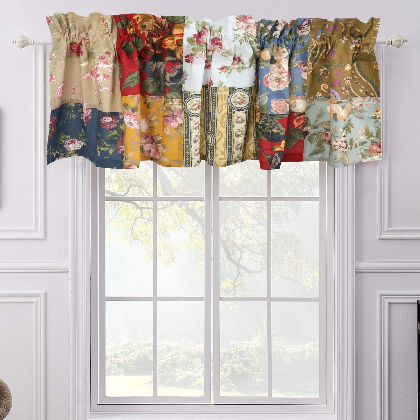 Ryleigh Floral Patchwork Country Garden Fall Flowers Paisley Window Valance