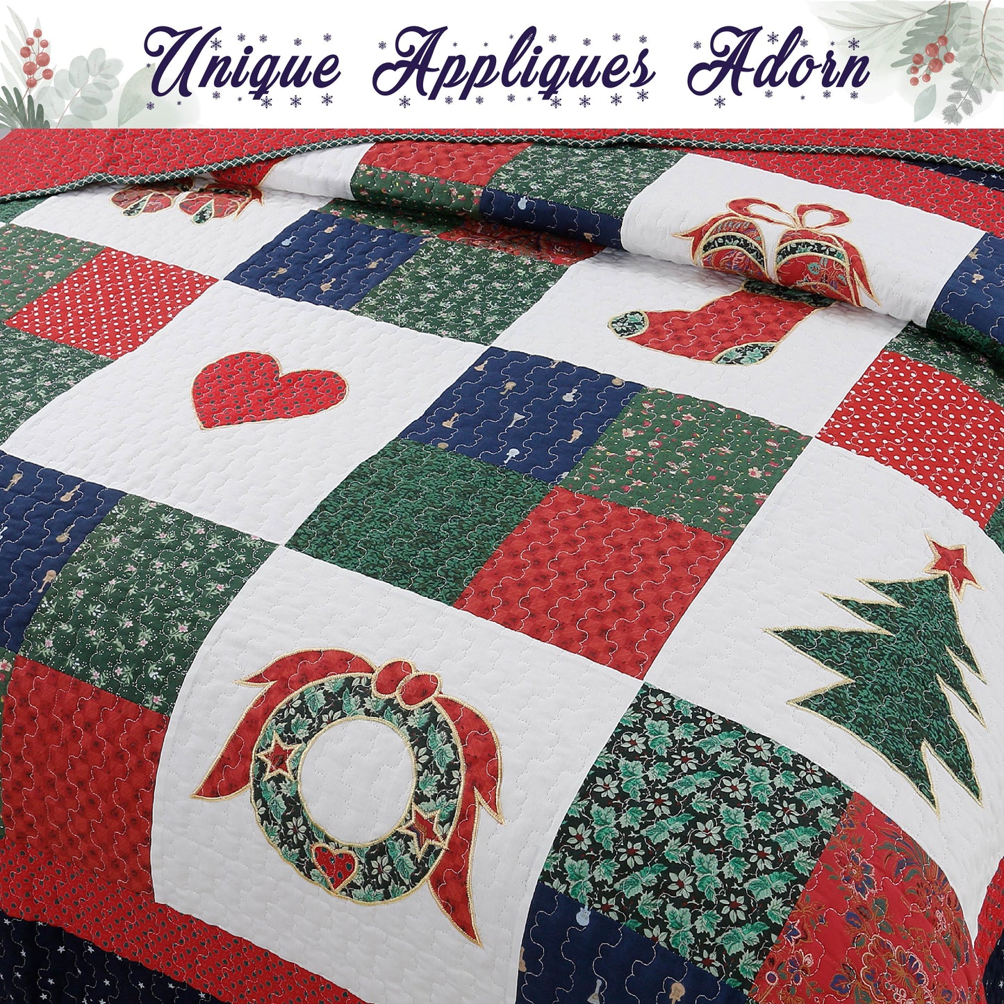 Merry Christmas Reversible Quilt Bedding Set