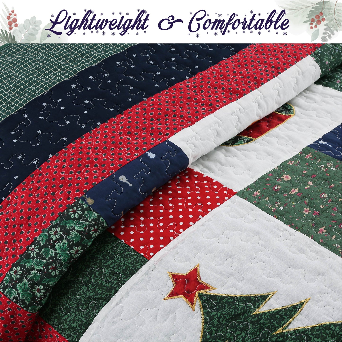 Merry Christmas Reversible Quilt Bedding Set