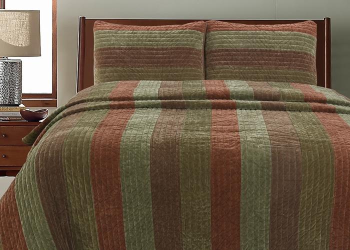 Rhett Brown Striped 3-Piece Reversible Quilt Bedding Set
