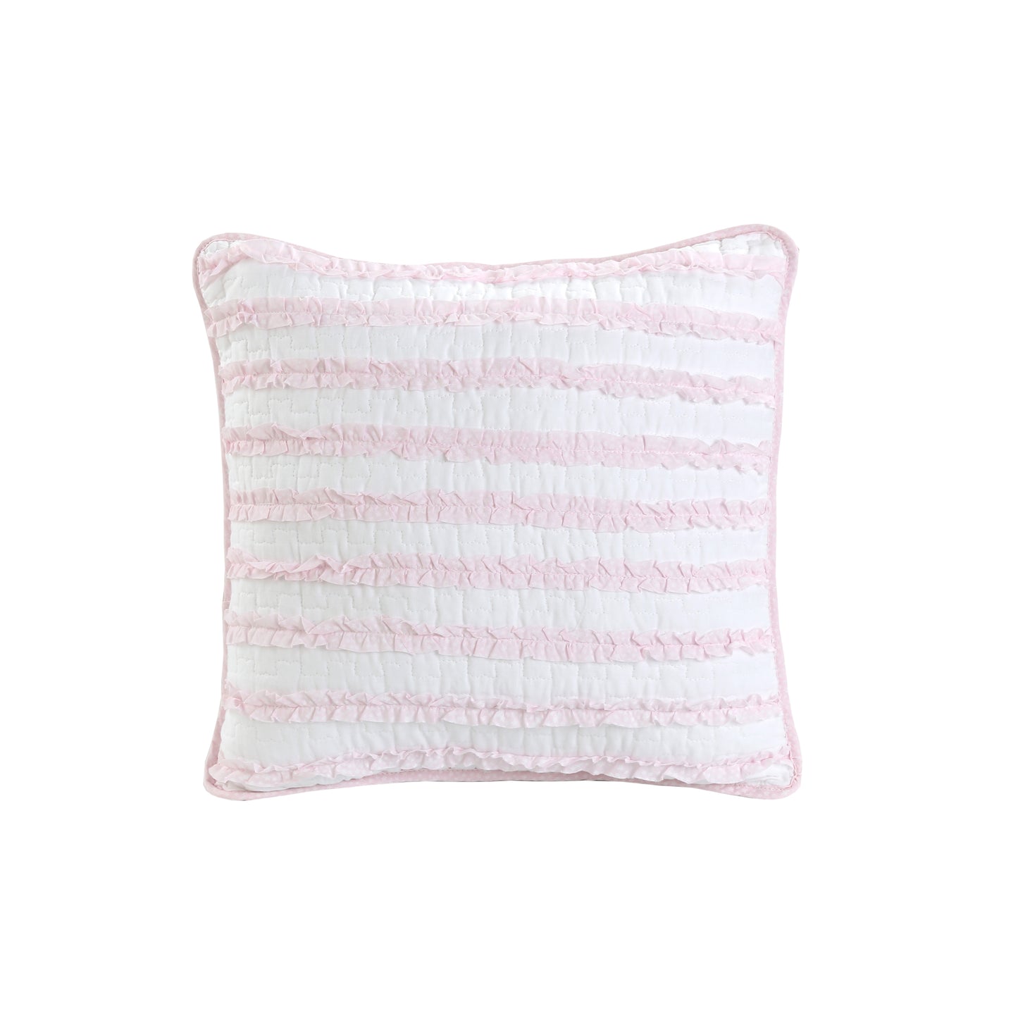 Pretty in Pink Girly Ruffle Star Stripped Square Décor Throw Pillow