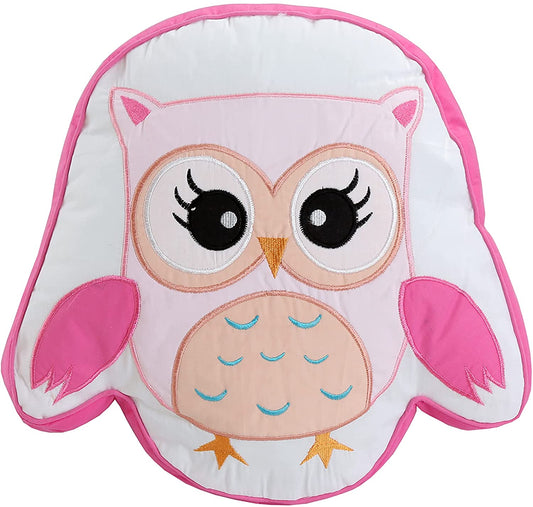 Home Sweet Pink Owl Embroidered Novelty Decor Throw Pillow